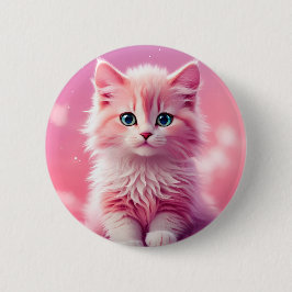 Dreamy Niedlich Fluffy Pink Kitty Cat Button