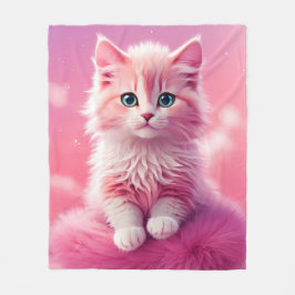 Dreamy Niedlich Fluffy Pink Kitty Cat Fleecedecke