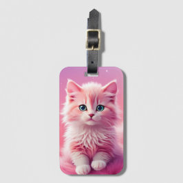 Dreamy Niedlich Fluffy Pink Kitty Cat Gepäckanhänger