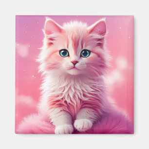 Dreamy Niedlich Fluffy Pink Kitty Cat Magnet