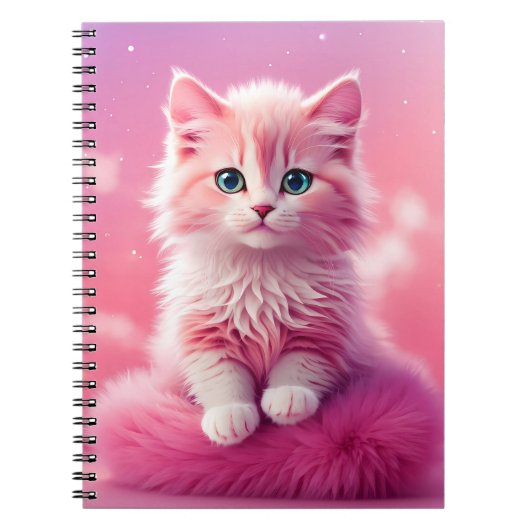 Dreamy Niedlich Fluffy Pink Kitty Cat Notizblock (Vorderseite)
