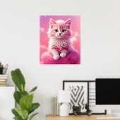 Dreamy Niedlich Fluffy Pink Kitty Cat Poster (Heimbüro)