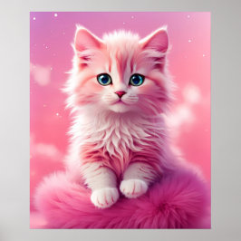 Dreamy Niedlich Fluffy Pink Kitty Cat Poster
