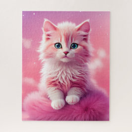Dreamy Niedlich Fluffy Pink Kitty Cat Puzzle