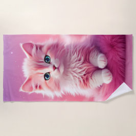 Dreamy Niedlich Fluffy Pink Kitty Cat Strandtuch