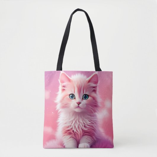 Dreamy Niedlich Fluffy Pink Kitty Cat Tasche (Vorderseite)