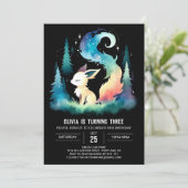 Dreamy Niedlich Wolf Birthday Einladung (Stehend Vorderseite)