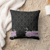 Dreamy Night Black Blume Damask Kissen (Decke)