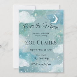 Dreamy Night Sky Baby Boy Shower Invitation Einladung