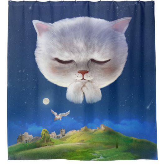 Dreamy Night Sky mit Cat Duschvorhang (Vorderseite)