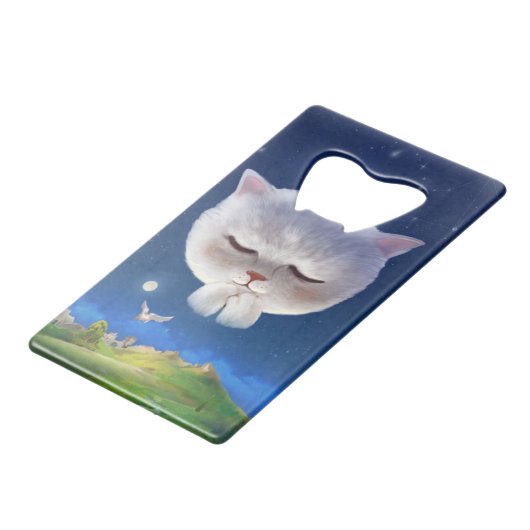 Dreamy Night Sky mit Cat Geldbeutel Flaschenöffner (Vorderseite Schrägansicht)