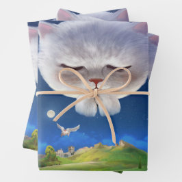 Dreamy Night Sky mit Cat Geschenkpapier Set