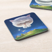 Dreamy Night Sky mit Cat Getränkeuntersetzer (Linke Seite)