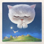 Dreamy Night Sky mit Cat Glasuntersetzer (Vorderseite)