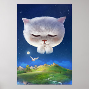 Dreamy Night Sky mit Cat Poster