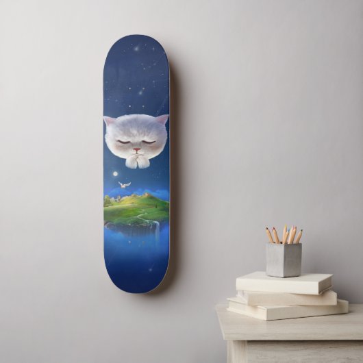 Dreamy Night Sky mit Cat Skateboard (Wandkunst)