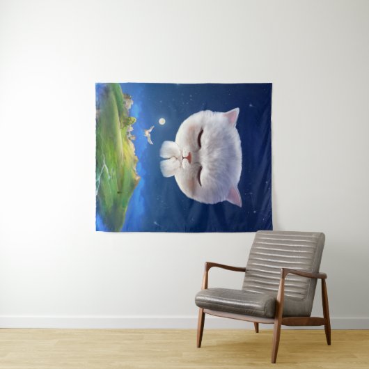 Dreamy Night Sky mit Cat Wandteppich (Beispiel (Horizontal))