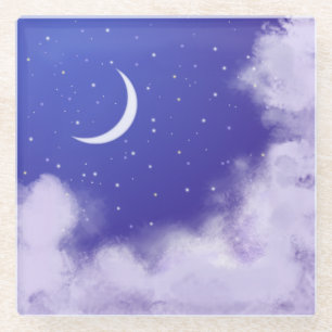 Dreamy Night Sky mit Crescent Moon Glasuntersetzer