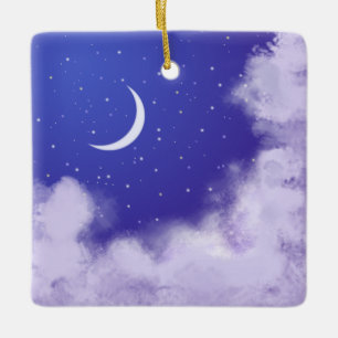 Dreamy Night Sky mit Crescent Moon Keramikornament