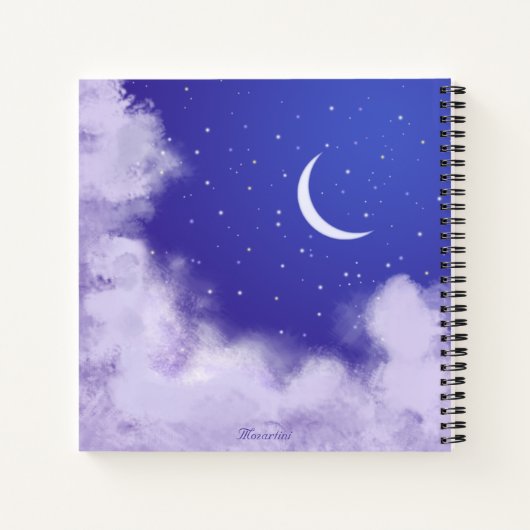 Dreamy Night Sky mit Crescent Moon Notebook Notizblock (Rückseite)