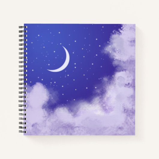 Dreamy Night Sky mit Crescent Moon Notebook Notizblock (Vorderseite)