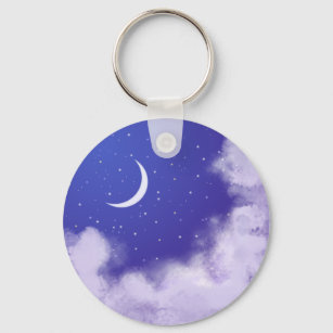 Dreamy Night Sky mit Crescent Moon Schlüsselanhänger
