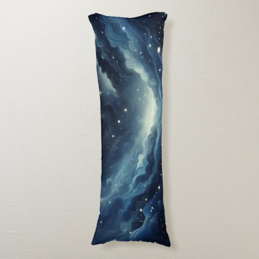 Dreamy Night Sky - Mit Glitzern und Silbernen Wirb Seitenschläferkissen (Vorderseite Vertikal)