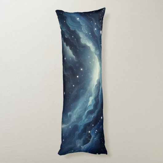 Dreamy Night Sky - Mit Glitzern und Silbernen Wirb Seitenschläferkissen (Rückseite (Vertikal))