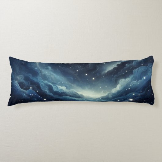 Dreamy Night Sky - Mit Glitzern und Silbernen Wirb Seitenschläferkissen (Vorderseite)