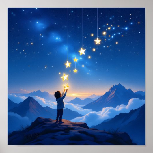 Dreamy Night Sky Star Kindergarten Kunst, Dichtung Poster (Vorne)