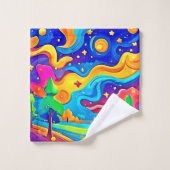 Dreamy Night: Starry Landscape Badhandtuch Set (Waschlappen)