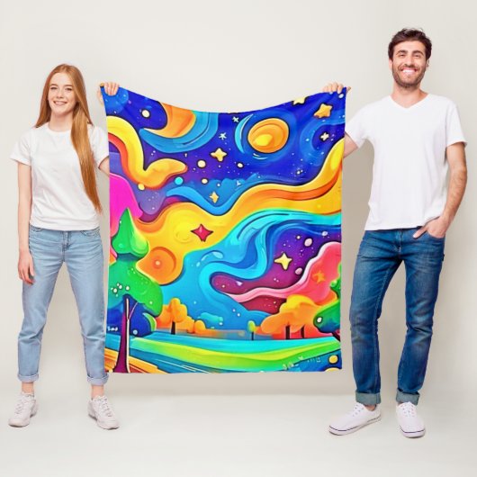 Dreamy Night: Starry Landscape Fleecedecke (Beispiel)