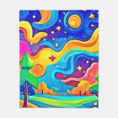 Dreamy Night: Starry Landscape Fleecedecke (Vorderseite)