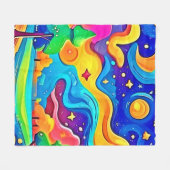 Dreamy Night: Starry Landscape Fleecedecke (Vorderseite (Horizontal))