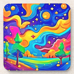 Dreamy Night: Starry Landscape Getränkeuntersetzer