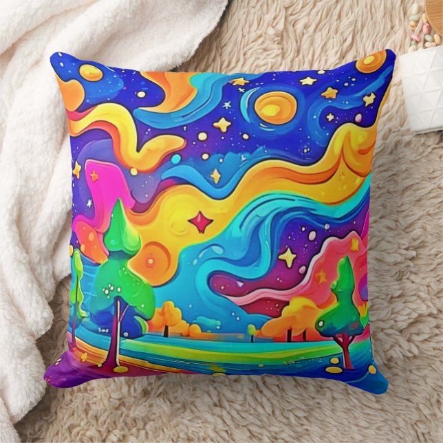 Dreamy Night: Starry Landscape Kissen (Decke)