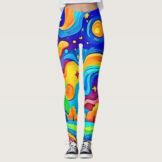 Dreamy Night: Starry Landscape Leggings (Vorderseite)
