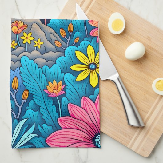 Dreamy Nighttime Forest Geschirrtuch (Viertel Falte)