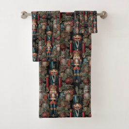 Dreamy Nutcracker Christmas Deep Blue Badhandtuch Set