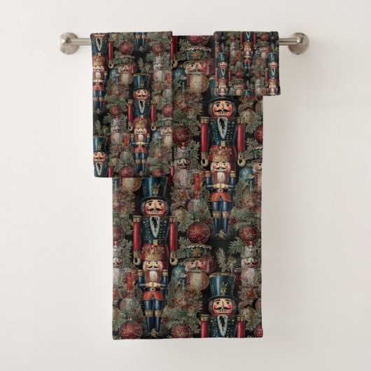 Dreamy Nutcracker Christmas Deep Blue Badhandtuch Set (Insitu)