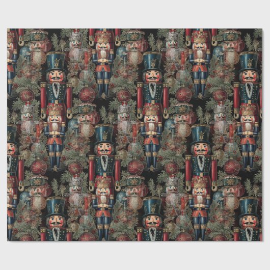Dreamy Nutcracker Christmas Deep Blue Geschenkpapier (Flach)
