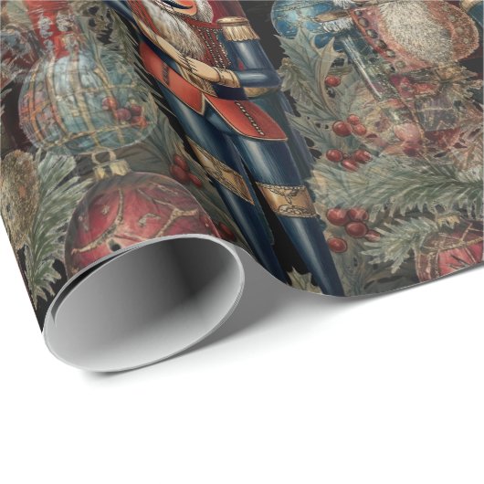 Dreamy Nutcracker Christmas Deep Blue Geschenkpapier (Rolleneckpunkt)