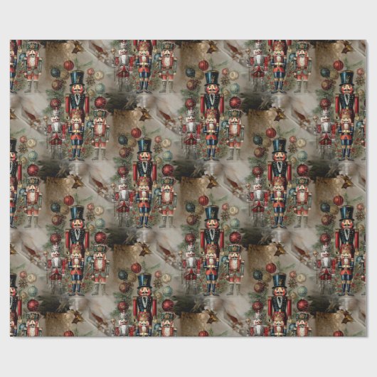 Dreamy Nutcracker Weihnachtsfest in Gold Geschenkpapier (Flach)