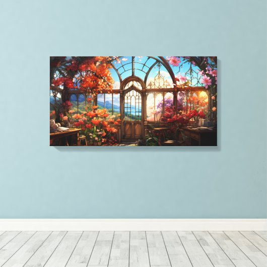 Dreamy Observatory überwuchert mit Blume Leinwanddruck (Insitu (Holzboden))