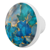 Dreamy Ocean Blue und Gold Keramikknauf (Rechts)