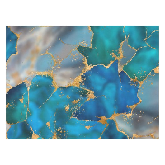 Dreamy Ocean Blue und Gold Tischdecke (Vorderseite (Horizontal))