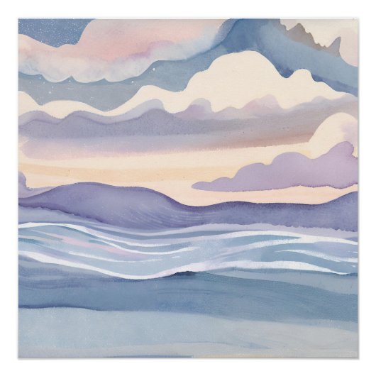 Dreamy Ocean Waves | Aquarellmalerei Poster (Vorderseite)