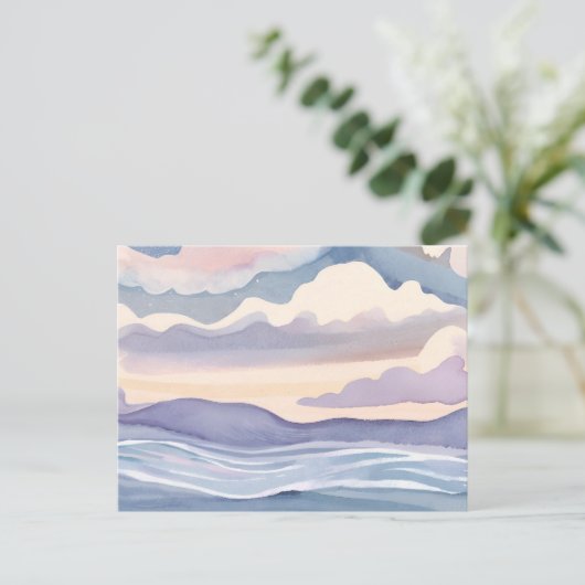 Dreamy Ocean Waves | Wasserfarbenpastel Postkarte (Stehend Vorderseite)
