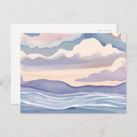 Dreamy Ocean Waves | Wasserfarbenpastel Postkarte (Vorne/Hinten)