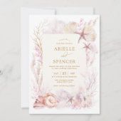 Dreamy Ocean Wedding Tropical Pastel Corals Beach Einladung (Vorderseite)